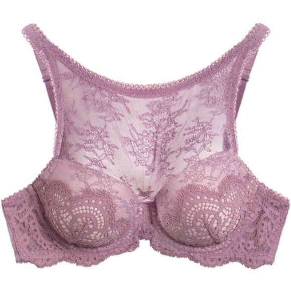 Victoria’s Secret Bra Size 34D VS Dream Angels Lined Demi High Neck Lace New - Picture 1 of 6